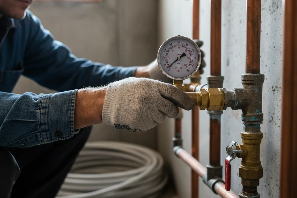 Pressure testing a repaired line during Water Line Repair in Sheakleyville